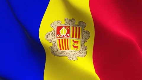 Andorra flag loop waving on wind. Stock Footage 119182038