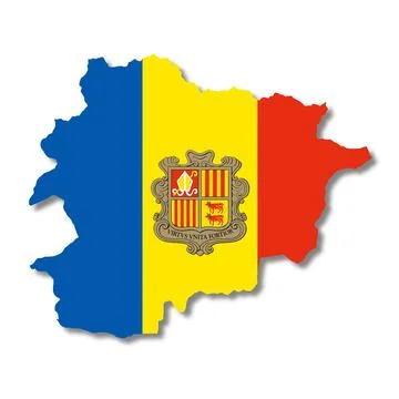 Andorra flag map on white background 3d illustration with clipping path Stock Illustration