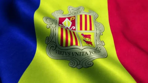 Andorra Flag. Seamless Looping Stock Footage 206146633