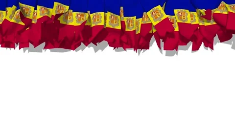 Andorra Flag Strip Waving in The Wind, 3D Rendering Stock Footage 232498268