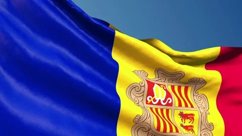 Andorra flag waving. 3d render seamless loop Stock Footage 70870289