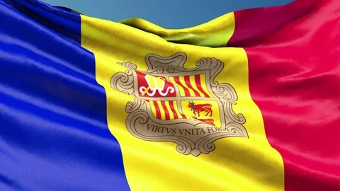 Andorra flag waving. 3d render seamless loop Stock Footage 70870633