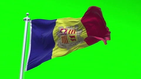 Andorra Flag Waving in Loopable and Textured green screen background Stock Footage 296876399
