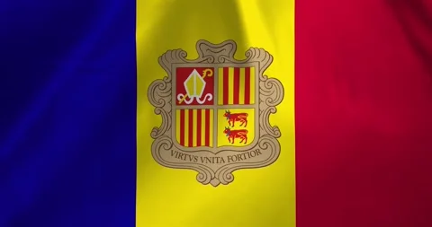 Andorra flag waving with the wind background loop video animation Stock Footage 327171541