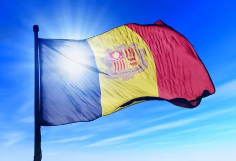 Andorra flag waving on the wind 스톡 일러스트