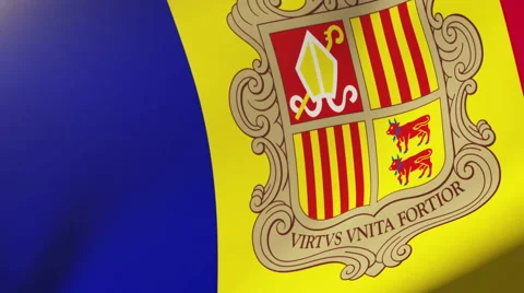 Andorra flag waving in the wind. Looping sun rises style.  Animation loop Stock-Footage 47880761
