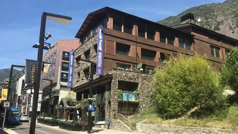 Andorra, A large brick building Stock-Footage 132964587