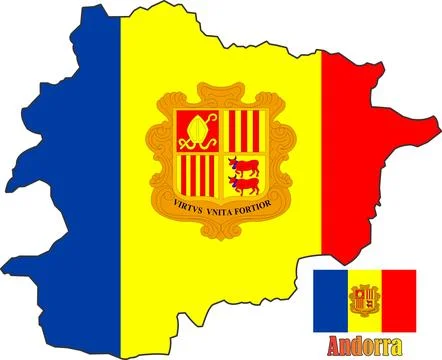 Andorra Map and Flag Stock Illustration