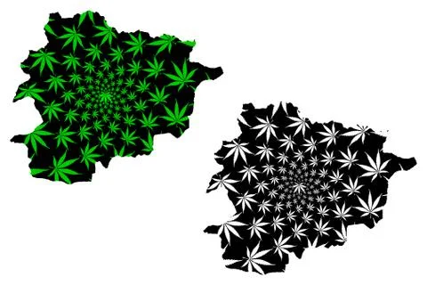 Andorra - map is designed cannabis leaf Stock Illustration