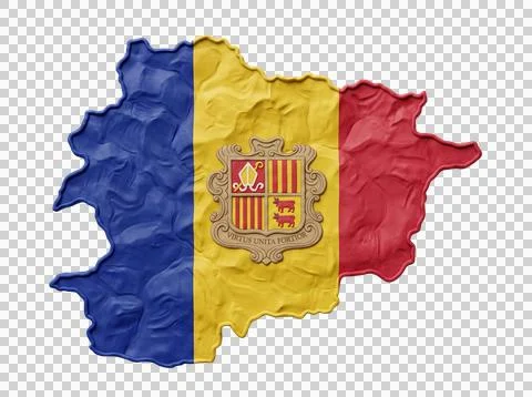 Andorra map flag made of clay with detailed texture for design. Stock Illustration