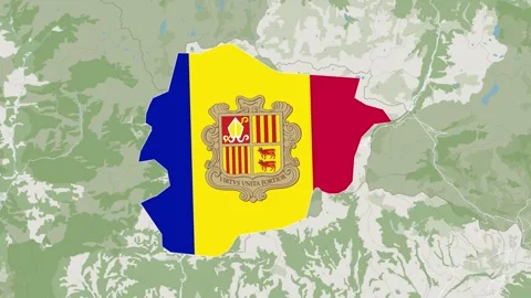 Andorra Map with flag zoom in, Map Andorra animation Video stock 309358371
