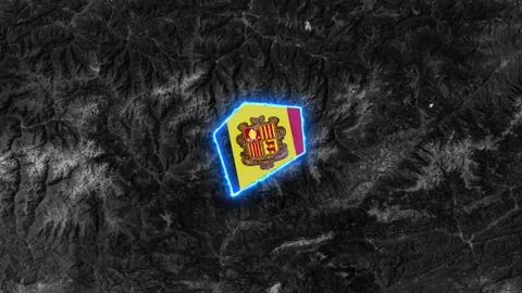 Andorra Map Highlight with Glowing Blue Border Video stock 341402571