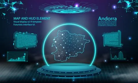 Andorra map light connecting effect background. abstract digital technology.. Stock Illustration