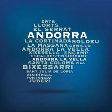 Andorra map made with name of cities Stock Illustration