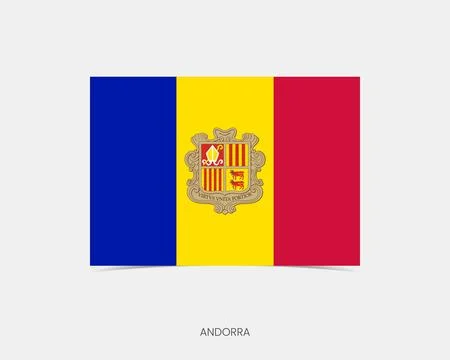 Andorra Rectangle flag icon with shadow. Illustrazione stock