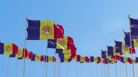 Andorra  Row Of Flags Animation Stock-Footage 148615085
