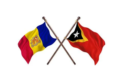 Andorra Versus Timor-Leste Two countries Flags background Stock Illustration