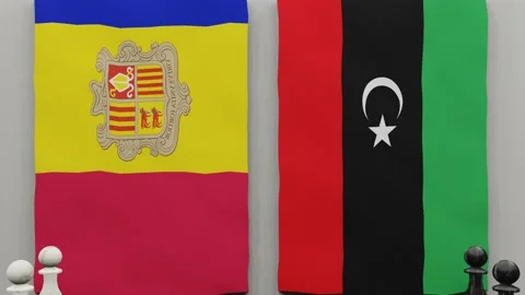 Andorra vs Libya at the chess board. Stock Footage 175300501