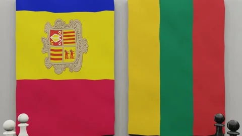 Andorra vs Lithuania at the chess board. Video stock 175300518
