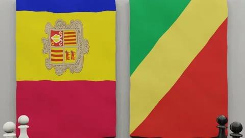 Andorra vs Republic of the Congo at the chess board. Stock Footage 175300804