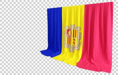 Andorran Flag Curtain in 3D Rendering Andorra's Unity on Display Illustrazione stock