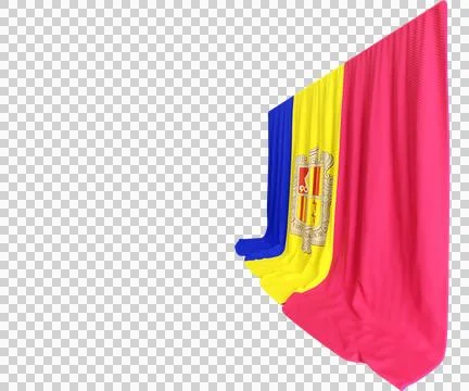Andorran Flag Curtain in 3D Rendering Andorra's Unity on Display Stock Illustration