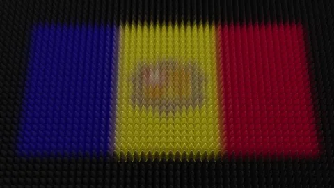 Andorran Flag Light Shining on Scrolling Bullets Stock Footage 280444124