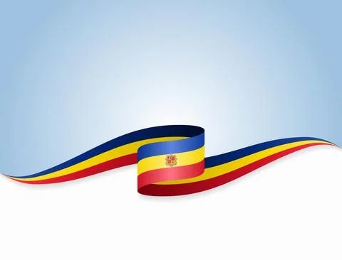 Andorran flag wavy abstract background. Vector illustration. Illustrazione stock