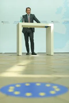 Andreas Scheuer presents the programme for Germany's Presidency of EU Council, B Foto stock