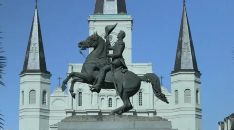Andrew Jackson Statue in Jackson Square Stock Footage 47673398