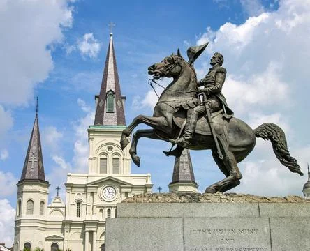 Andrew Jackson Statue in Jackson Square, New Orleans Stock Photos