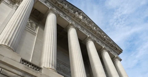Andrew Mellon Auditorium in Washington DC tilt down Stock Footage 59742236