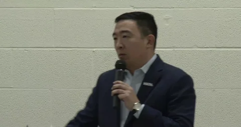 Andrew Yang - Close Up - Speaking Stock Footage 121235238
