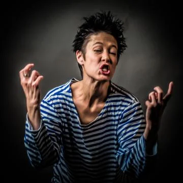 Androgynous character in a striped vest Stock Photos