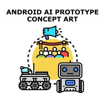 Android ai prototype robot development concept art Stock Illustration