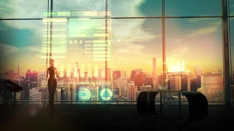 Android and stock market data, 3D render. Stock Illustration