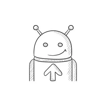 Android with arrow up sketch icon Illustrazione stock