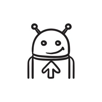 Android with arrow up sketch icon Illustrazione stock