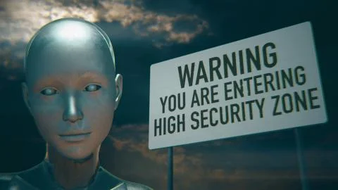 Android Artificial Intelligence High Security Zone Warning Stock Illustration
