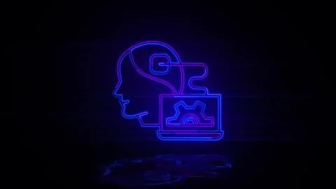 Android artificial intelligence in neon effect mp4 video Stockillustratie