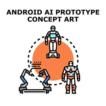 Android artificial intelligence prototype concept art development Stock Illustration