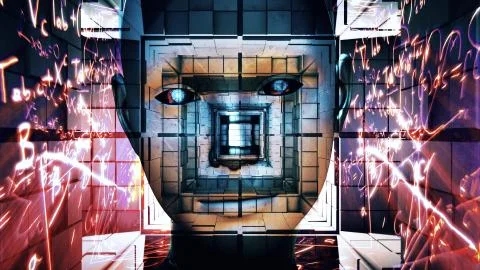 Android Artificial Intelligence Science Fiction Scene Stock Illustration