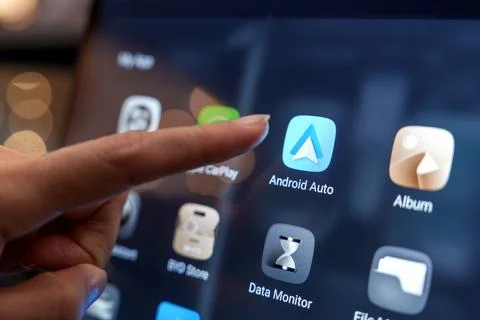 Android Auto app on the BYD car's digital display Stock Photos