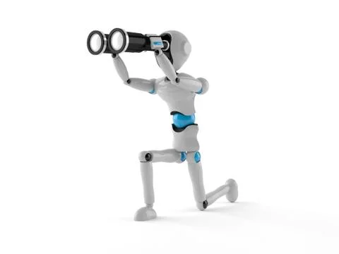 Android with binoculars Stock Illustration