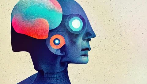 Android Brain Colorful Concept Art Stock Illustration