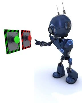 Android choosing which button to push Stock Illustration