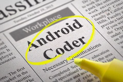 Android Coder Jobs in Newspaper. Stock Illustration