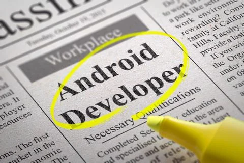 Android Developer Jobs in Newspaper 스톡 일러스트