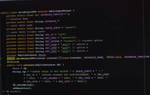 Android developing in java and SQL code Stock Photos