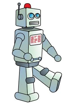 Android with display Cartoon robot isolated on a white background Copyrigh... Stock Photos